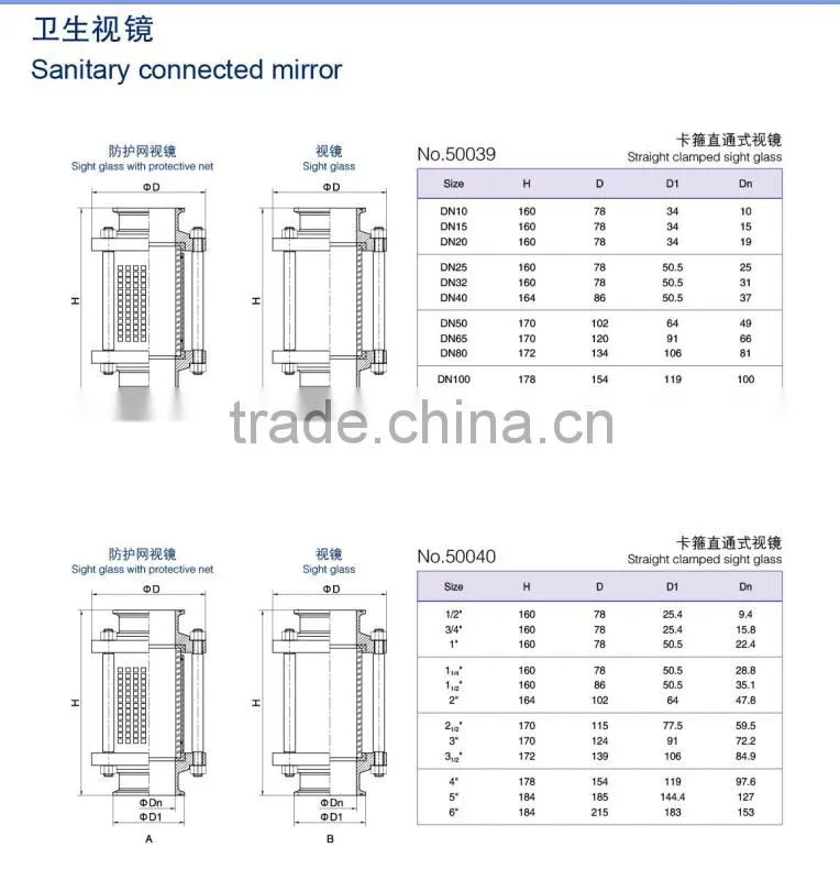 stainless steel sanitary inspection sight glass