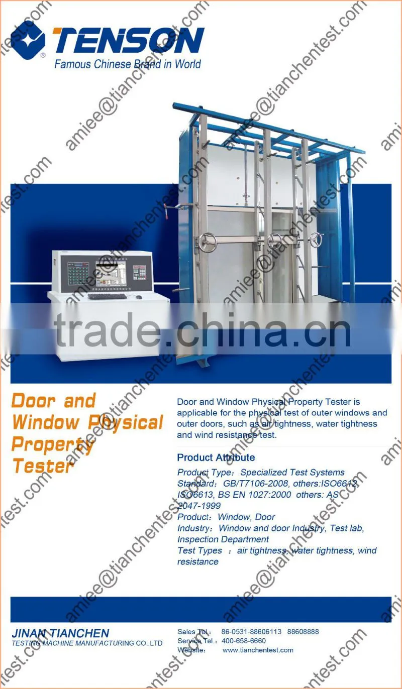 CWWS Series Door and Window Water Tightness Tester from Jinan Tianchen Testing Machine