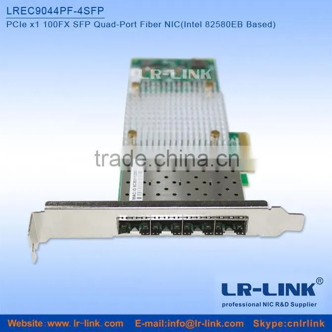 LREC9044PF-4SFP PCIe x1 100FX 4 SFP Port Fiber network card (Intel 82580 Based) Unique