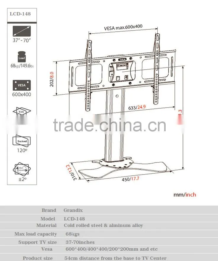 Universal LCD table mount led tv bracket