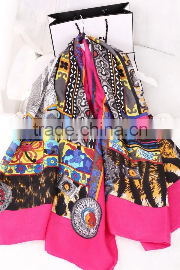 Fashionable Scarf with Unique Pattern,Women Voile shawl print Cotton scarf