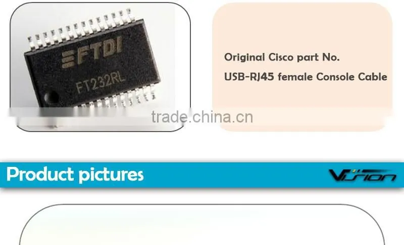 All new Cisco USB male to RJ45 female console cable with FTDI chip in black
