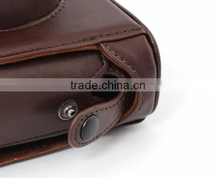 Factory high quality brown stylish PU leather Camera Bag in Dongguan