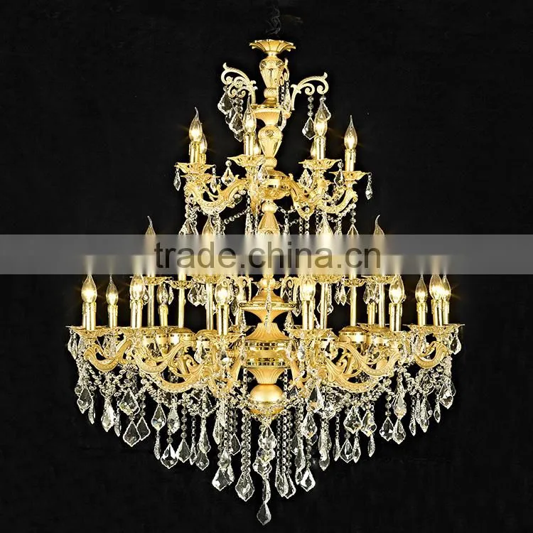 Antique Gold Wrought Iron Candle Chandelier Crystals Lighting