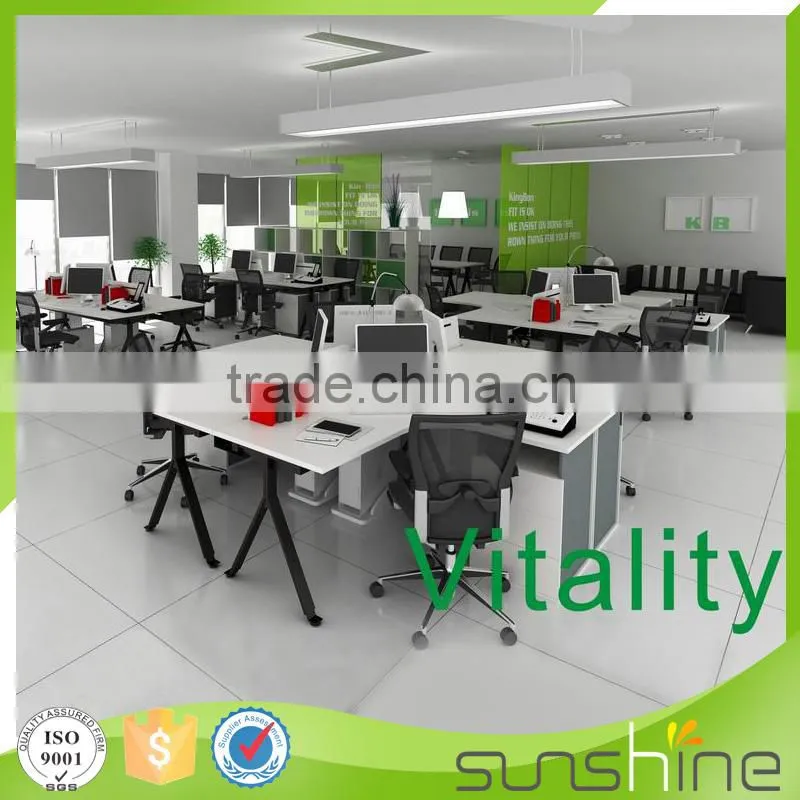 Guangzhou Sunshine WP38 Open Space Cheap Chinese Office Furniture Wood Based Panel Workstation For 4 People Wholesale