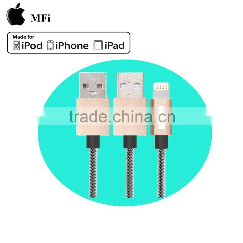 MFi certified nylon braided aluminum usb charger cable