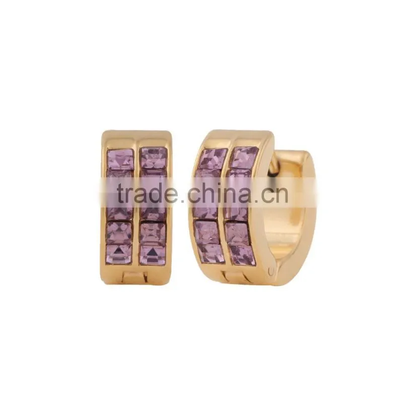 Wholesale Beautiful Stainless Steel Crystal Hoop Earring