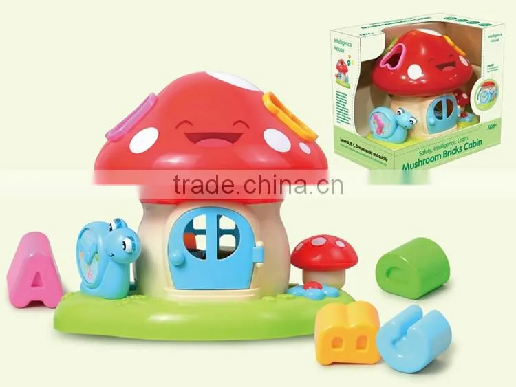Best gift cute blocks playhouse mushroom toy with light and music
