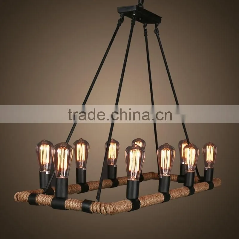 China wholesale basic floor stand beautiful design hemp rope chandelier lamp