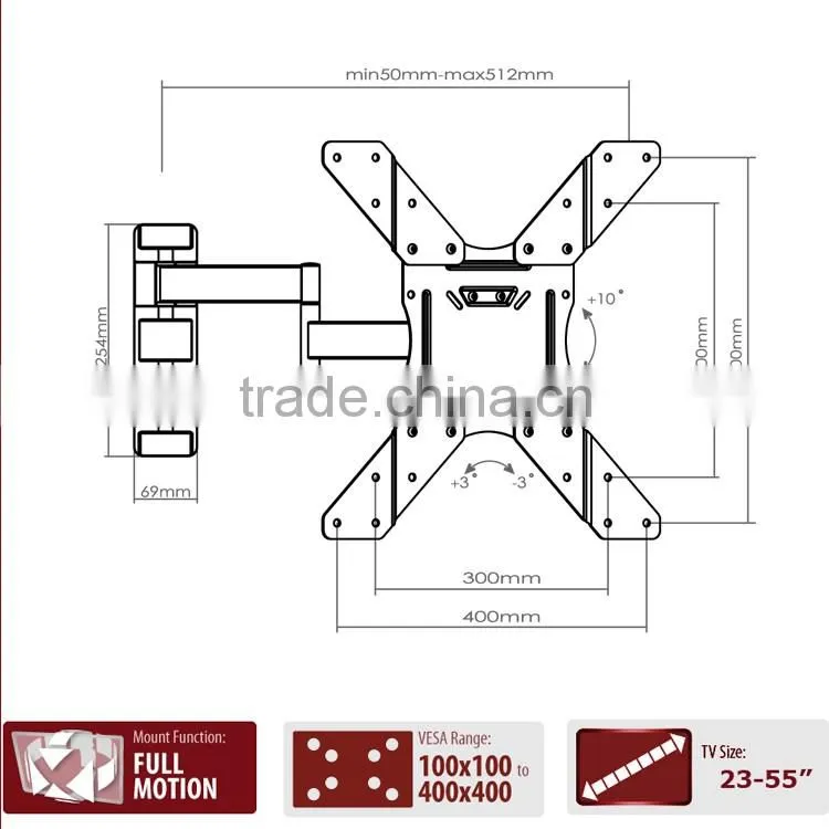23"-55" Sliding TV bracket for LED, LCD, PLASAMA TV