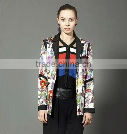 women formal coat and skirt flower print fashion style