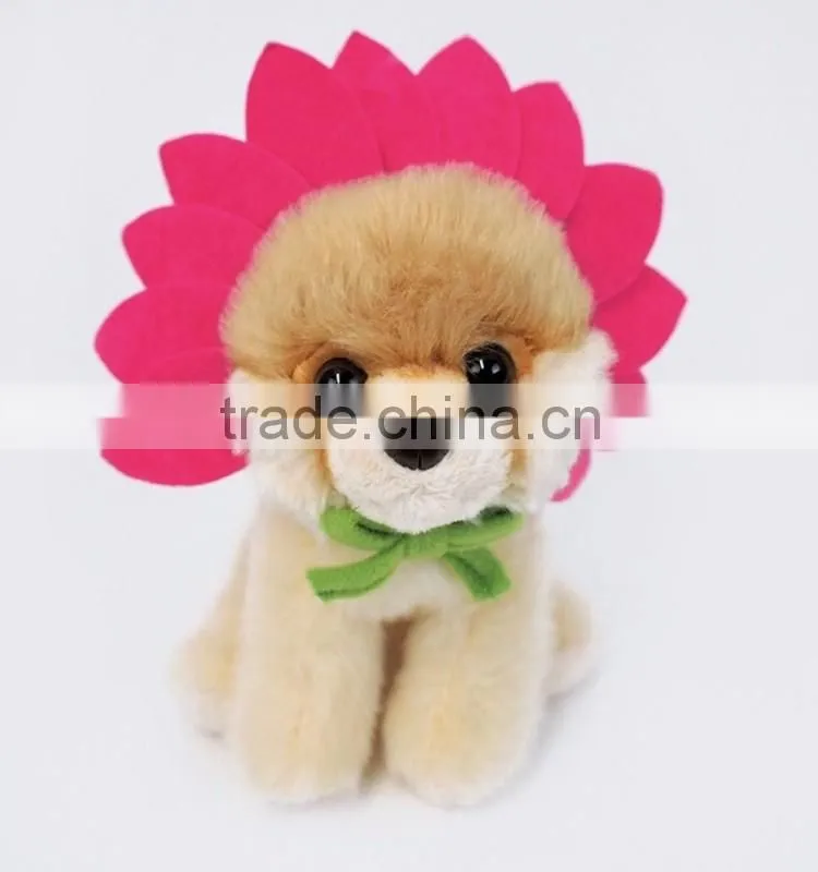 St dog with sunflower headband unisex plush toys small dog cotton filled