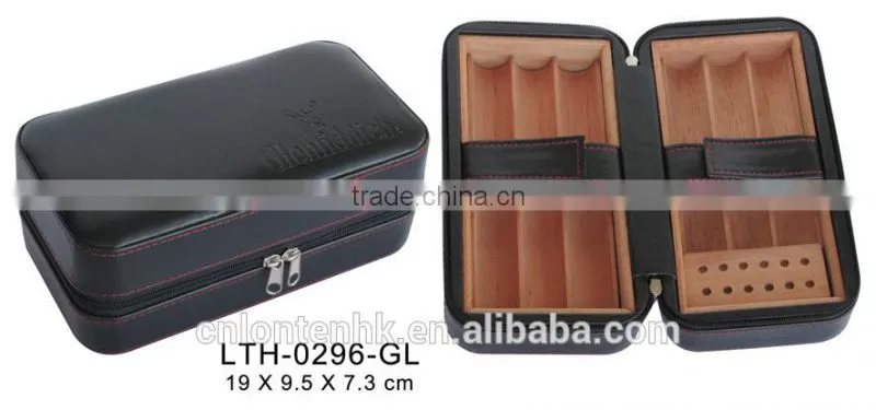 leather small cedar box wooden tobacco holder cigarette case