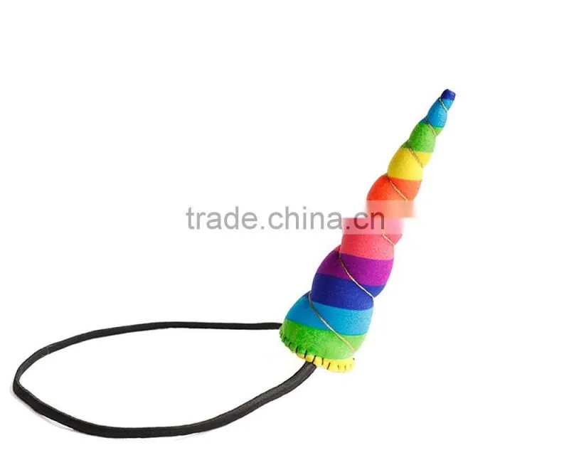 Novelty 2016 Rainbow Coloring Unicorn Plush Costume Horn Headband Unicorn Horn