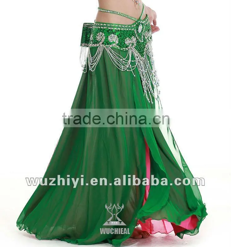 Wholesale new hot selling sexy chiffon bellydance skirts, women's long chiffon belly dance skirts (QC1033)