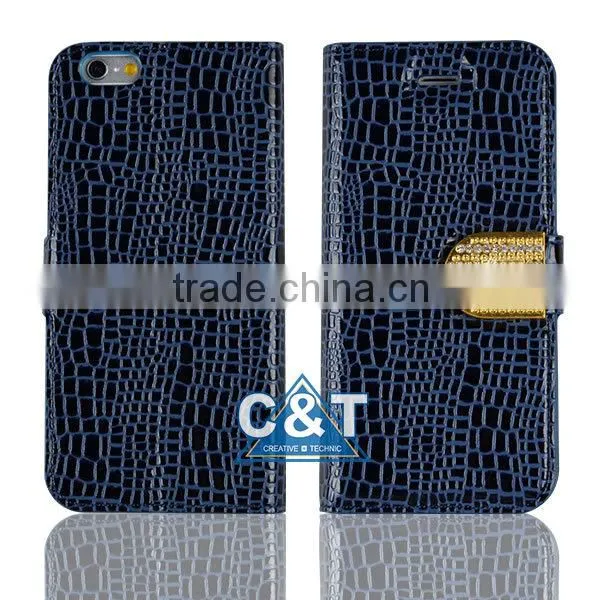 C&T Diamond Magnetic Closure Crocodile Pattern PU Leather Wallet Case Flip Phone Case Cover for Apple iPhone 7 Plus