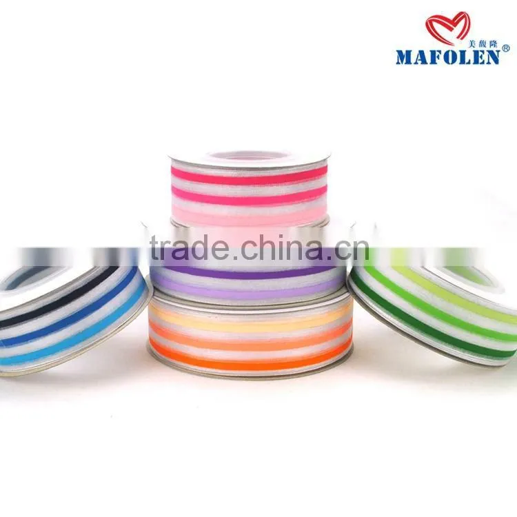 Factory on sale transparent deco poly mesh strape import ogranza lurex ribbon