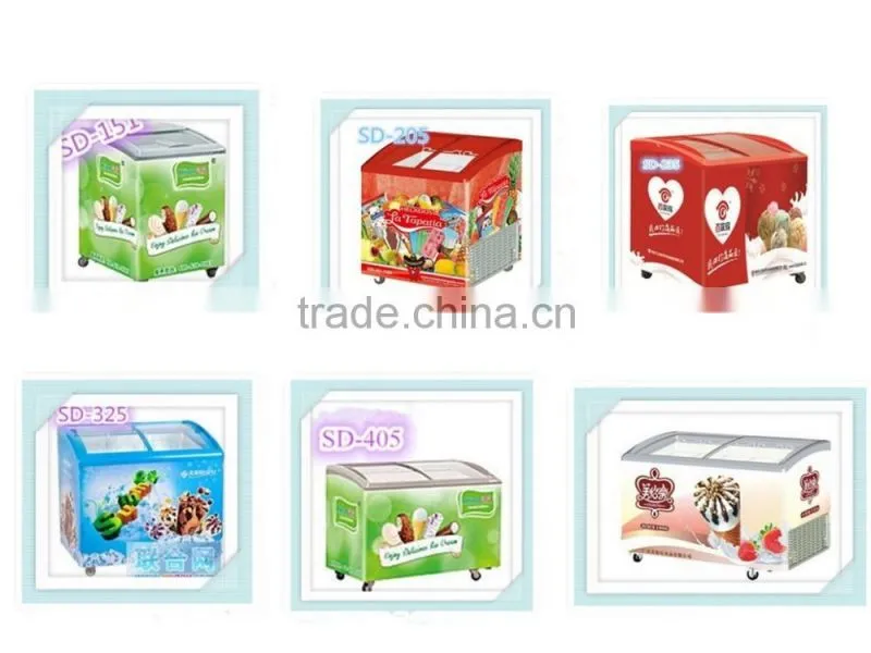 ELECTRIC commercial sliding door ,double glass door ice cream freezer