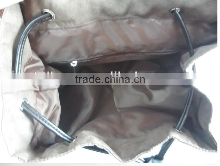 Durable fashional backpack with the faux suede fabric