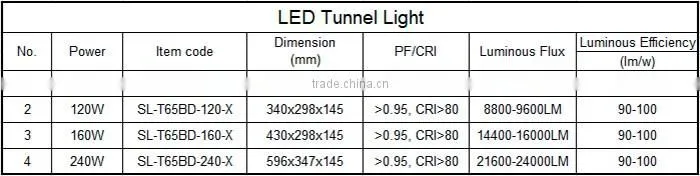 ENEC/UL/DLC Certificate Outdoor Light Led Tunnel Light For 5 Years Warranty