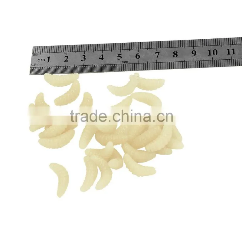 100Pcs 2cm 0.5g Artificial Soft Fishing Lures Lifelike Simulation Worm Maggot Grub Shape Baits Fishy Smell