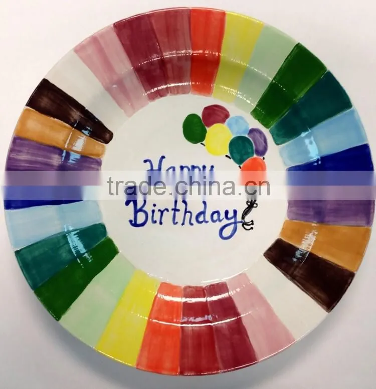 Wholesale 8.5" 10.5" personalized ceramic birthday plates for party,personalized plates