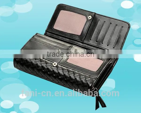 New arrival fashion and elegant ladies leather clutch purse with woven pattern design