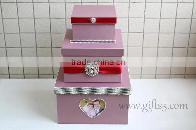 Elegant wedding gift card holder 3 tier white wedding card box wholesale