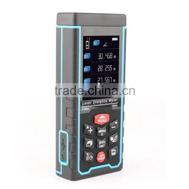 0.05-100m (0.16 to 328ft) laser rangefinder with color LCD display