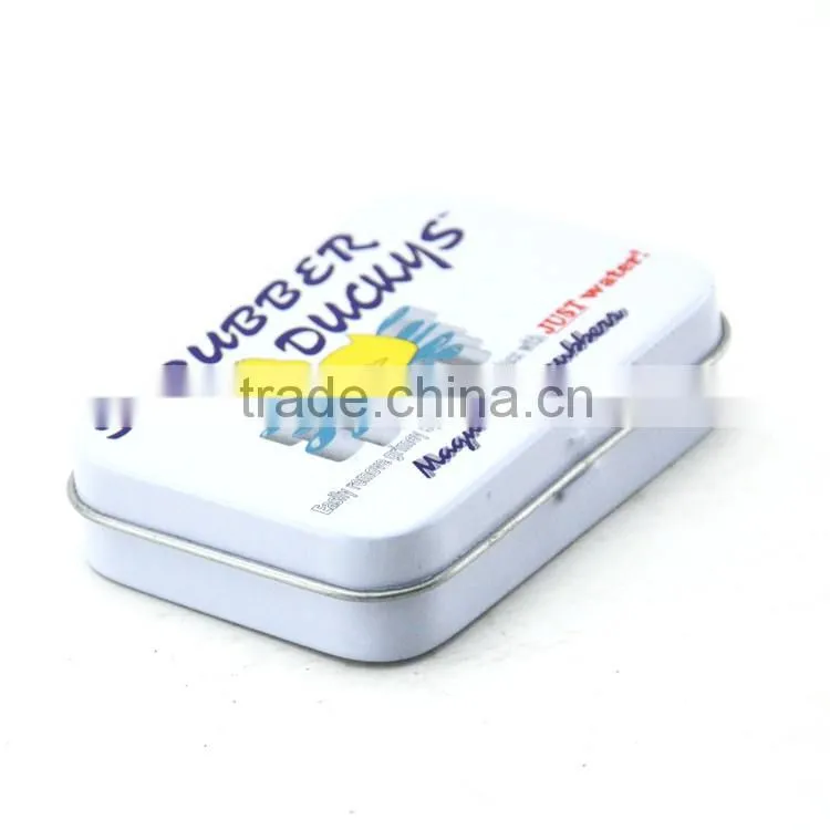 2016 hot wholesale small hinged white tin for mint packaging