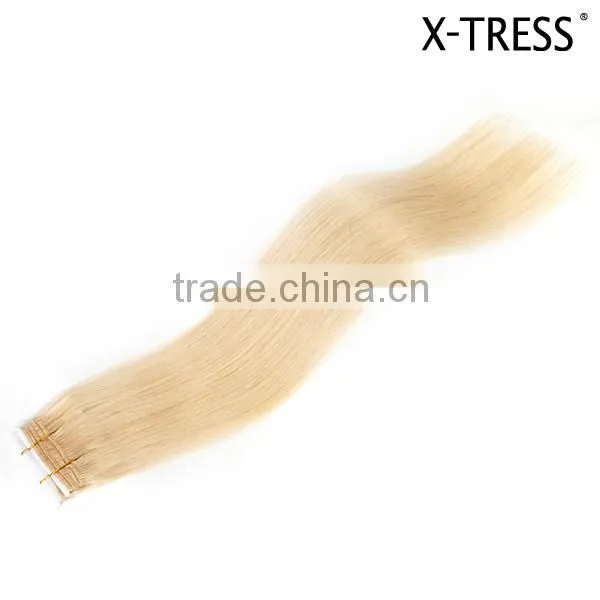 Natural texture and look European American 16" silk straigh color 613 human hair extension weaves for white women