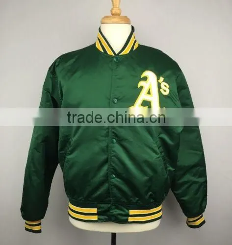 Satin Hooded Baseball Varsity Jacket / White Satin Varsity Jacket
