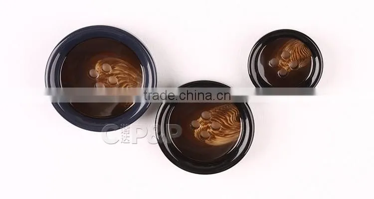 Custom plastic made buffalo horn color resin button for suit