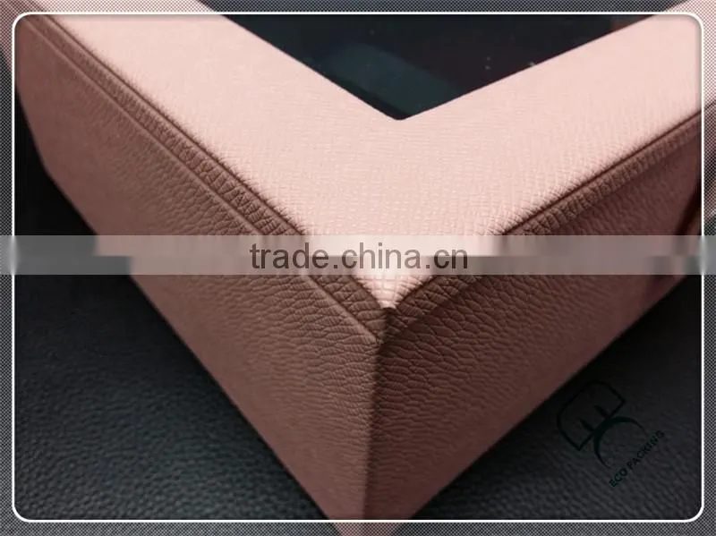 Leather Pink cute big gift wood box with clear window