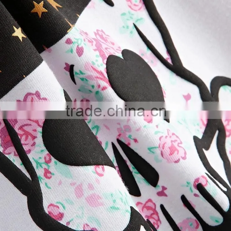 Womens Fancy Long Sleeve Cotton Puff Print T-shirt