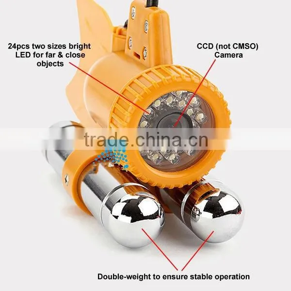 underwater cctv video camera HD 7"LCD screen 1/3 SONY CCD 50m cable, camera can rotate at 360 degree IR White LED lights