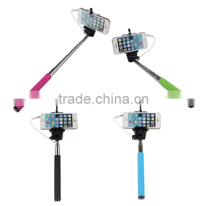 manufacturer price colorful selfie stick with cable for travel Mini Wired handheld monopod cable take pole selfie stick Z07-5S
