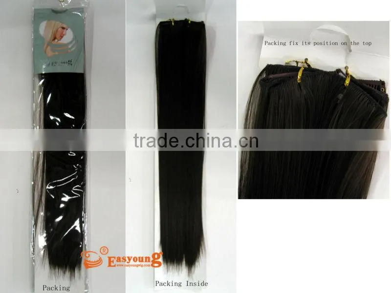 Heat resistant hair extension sets, fake clip in halo hair extensions