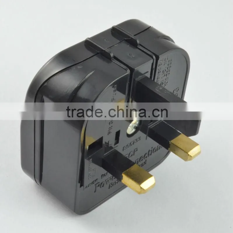 Top selling alibaba euro 2 pin to 3 pin UK plug power converter with fuse 13A