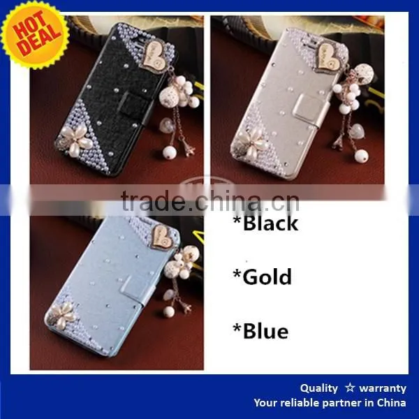 KLT diamond bling leather fold wallet case cover for cell phone
