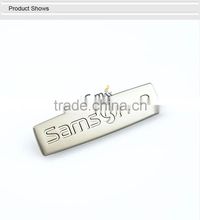 Shiny nicklel custom metal handbag name plate