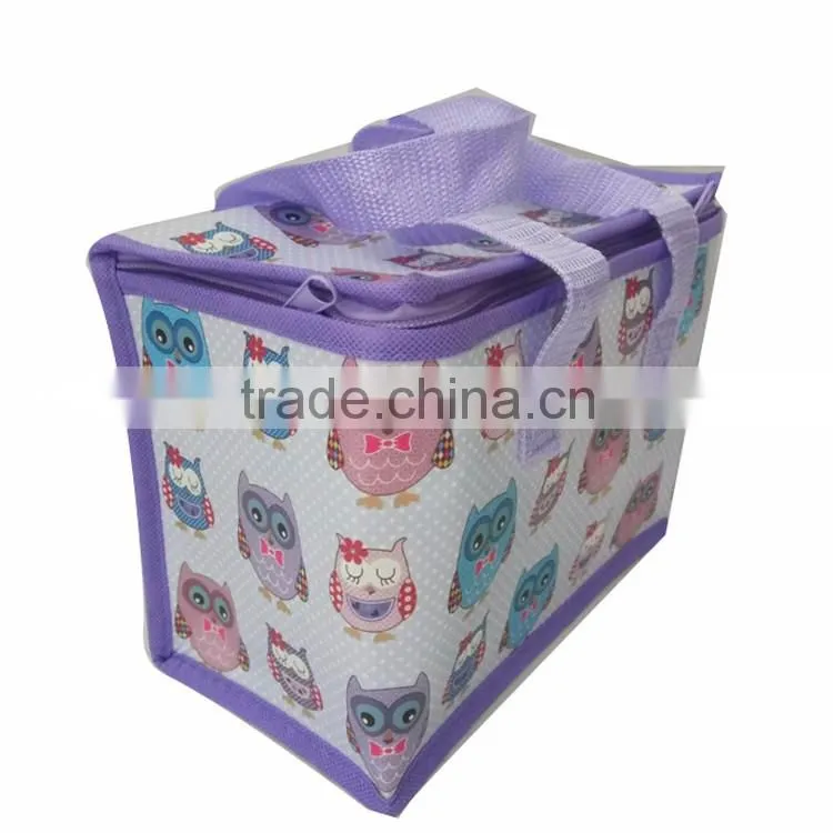 Ice beer can cooler bag for lunch/picnic trolley cooler bag with carrier and zipper