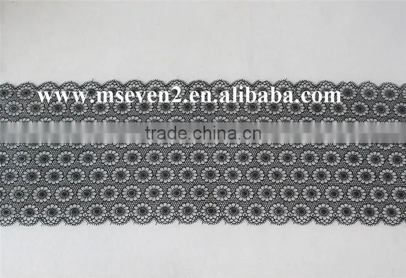 new black color lace design 2016 embroidery scallop shape lace trim austrian embroidery designs flower lace in 17cm