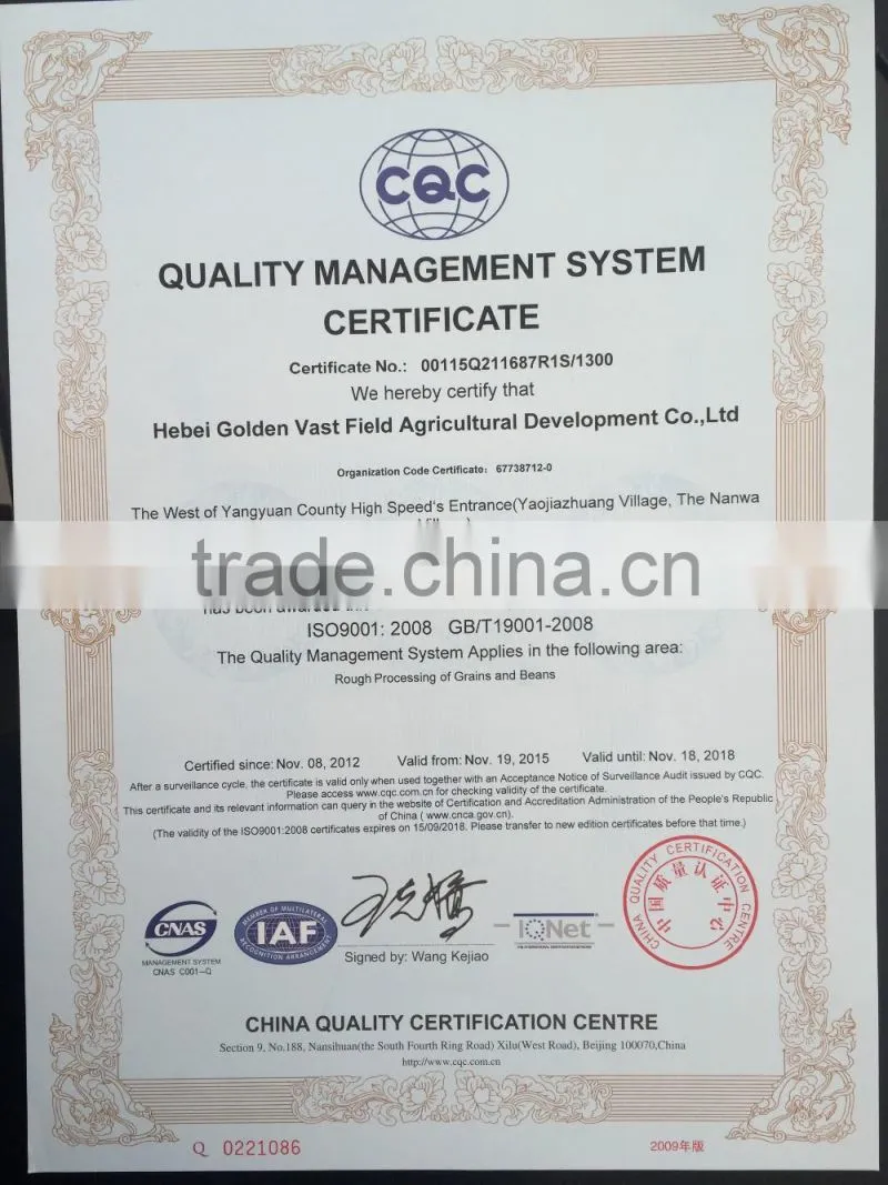 Good manufacture of raw buckwheat kernel crop 2016