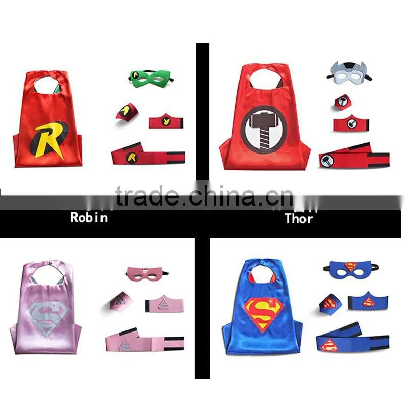 Double Layer 70cm Satin Kids Super Mario Bros Costume cape and masks