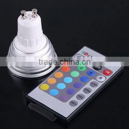 3W GU10 16 Colors RGB LED Light Bulb with Remote Control Energy-saving