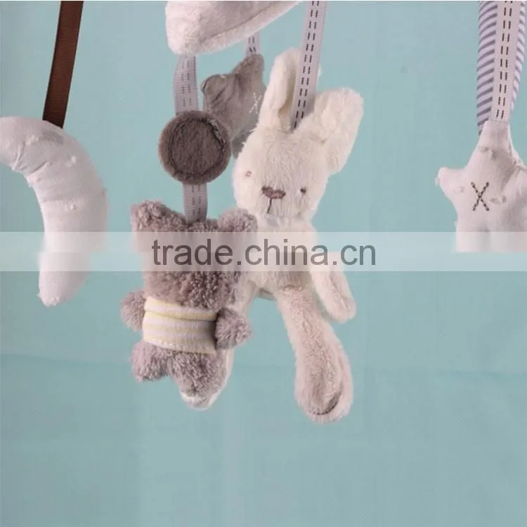 Christmas gift Promotional newborn gift set nursery baby bed crib cot hanging bell musical mobile plush rattle toy