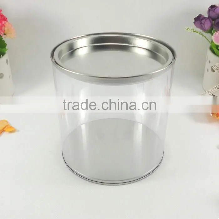 round favorable price wholesale pvc plastic box with tin lid