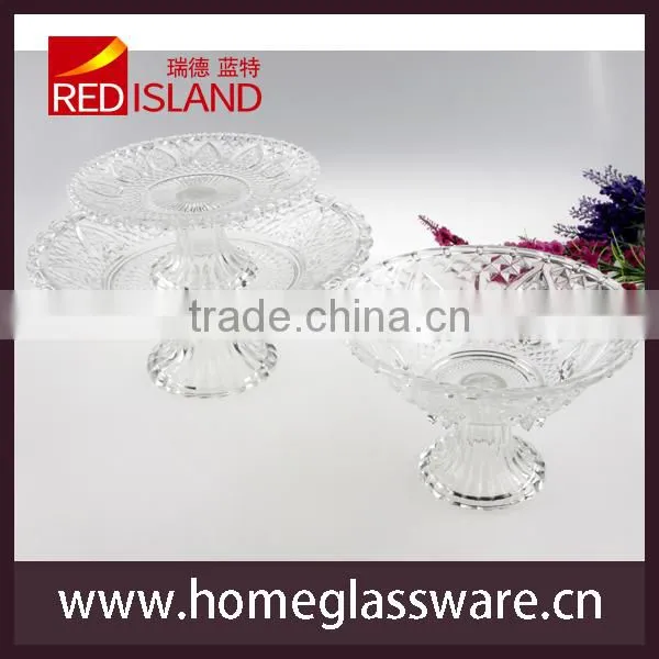 glass factory supply wholesale carving Glass Candy Dish stem Bowl