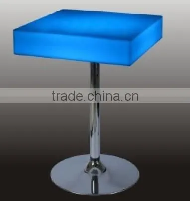 Battery operated interactive led square top dining table with steel base